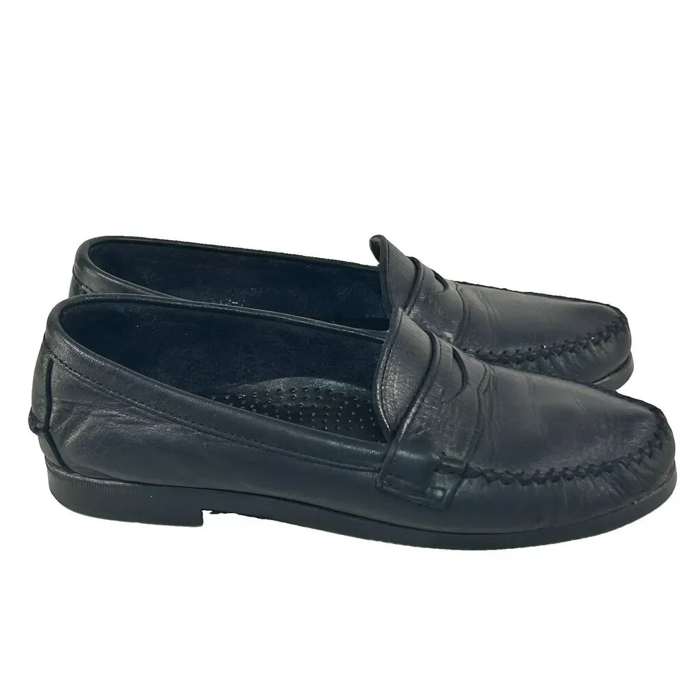 Dexter Mens Size 7.5/8 M Black Leather Slip On Penny Loafers Shoes